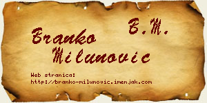 Branko Milunović vizit kartica